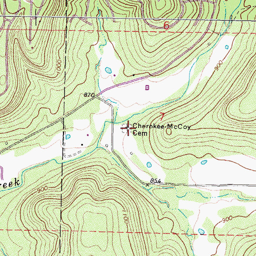 Topographic Map of Cherokee-McCoy Cemetery, OK