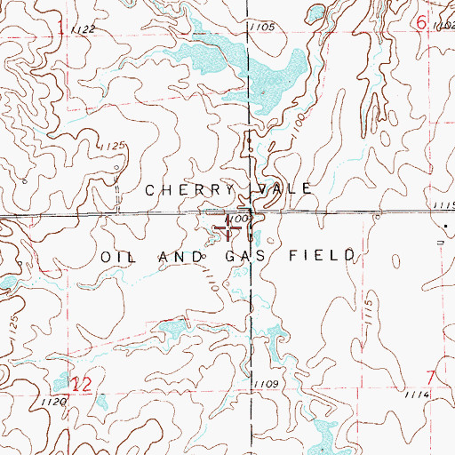 Topographic Map of Cherry Vale Oil and Gas Field, OK