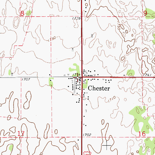 Topographic Map of Chester, OK