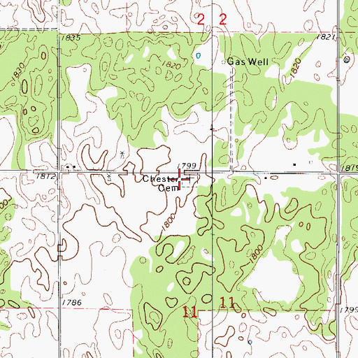 Topographic Map of Chester Cemetery, OK