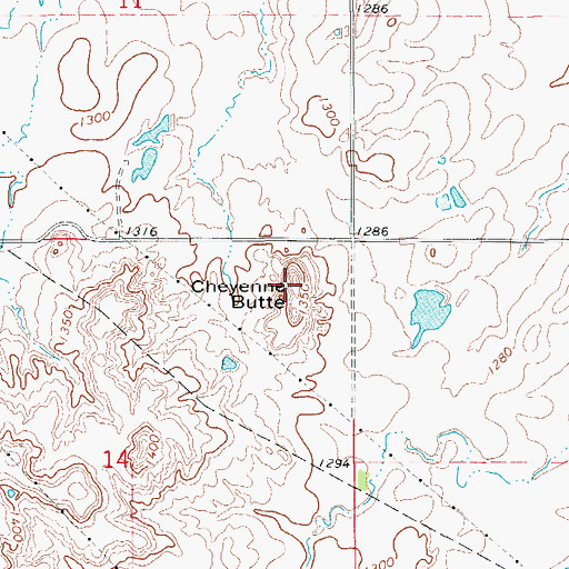 Topographic Map of Cheyenne Butte, OK