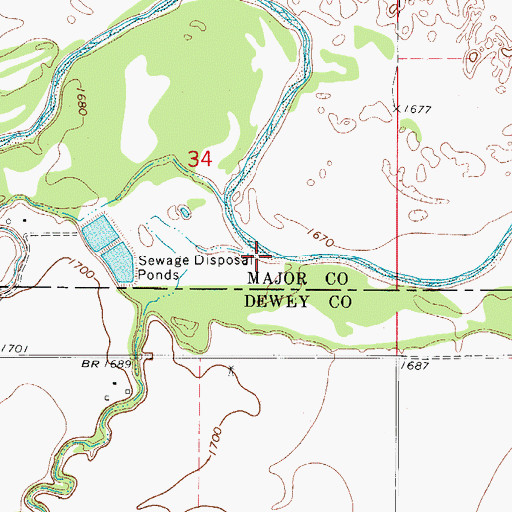 Topographic Map of Cheyenne Creek, OK