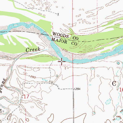 Topographic Map of Cheyenne Creek, OK