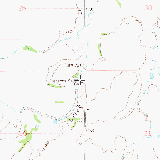 Topographic Map of Cheyenne Valley Church, OK