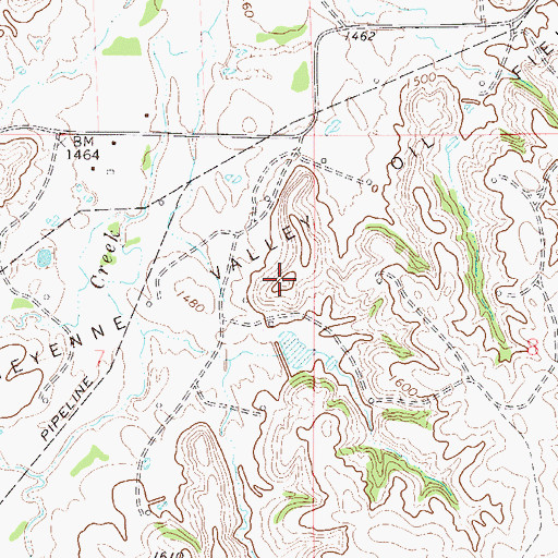Topographic Map of Cheyenne Valley Oil Field, OK
