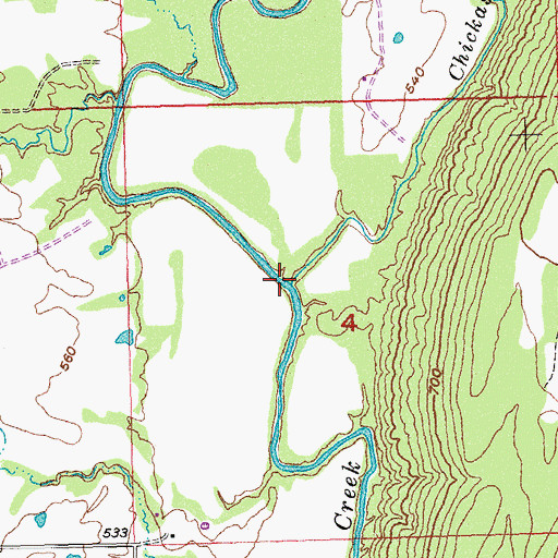 Topographic Map of Chickasaw Creek, OK