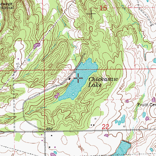 Topographic Map of Chickasaw Lake, OK