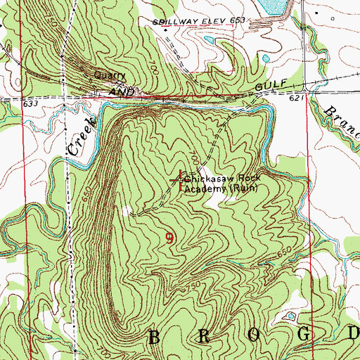 Topographic Map of Chickasaw Rock Academy, OK