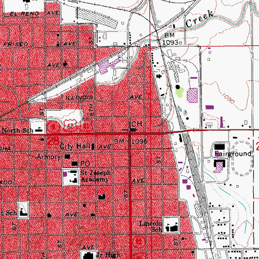 Topographic Map of Chickasha, OK