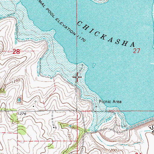 Topographic Map of Lake Chickasha, OK