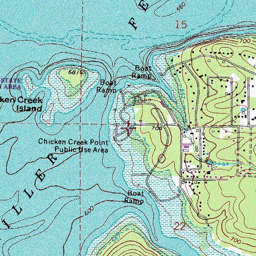 Topographic Map of Chicken Creek Point Public Use Area, OK