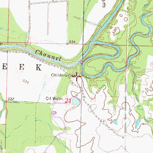 Topographic Map of Childers Cemetery, OK