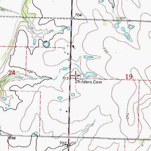 Topographic Map of Childers Cemetery, OK