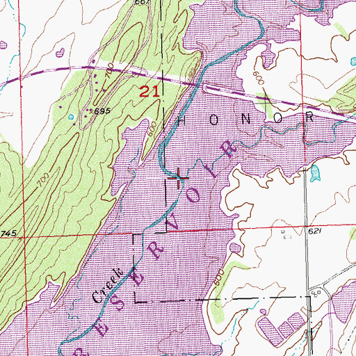 Topographic Map of Chilly Creek, OK