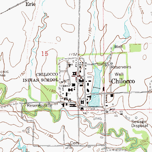 Topographic Map of Chilocco, OK