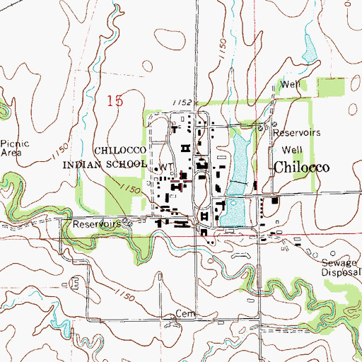 Topographic Map of Chilocco Indian School, OK