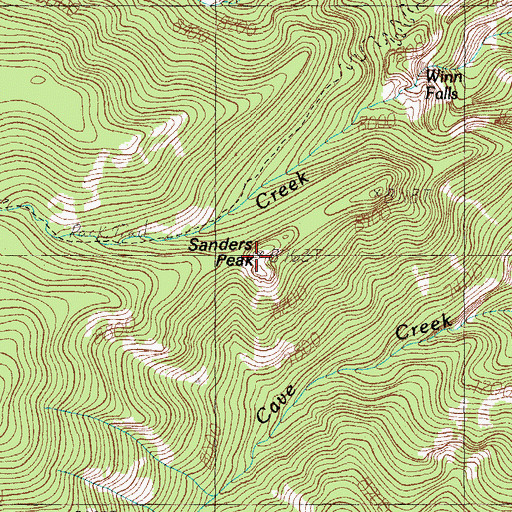 Topographic Map of Sanders Peak, AZ