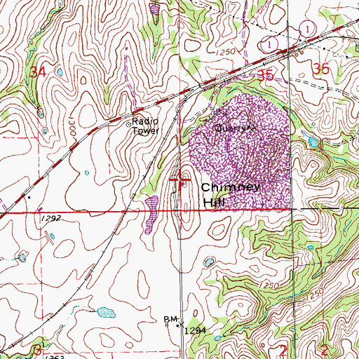 Topographic Map of Chimney Hill, OK