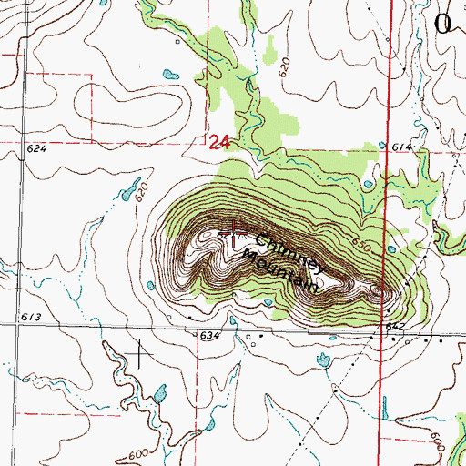 Topographic Map of Chimney Mountain, OK