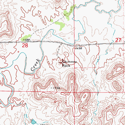 Topographic Map of Chimney Rock, OK