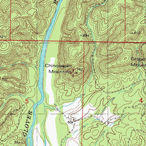 Topographic Map of Chinquapin Mountain, OK