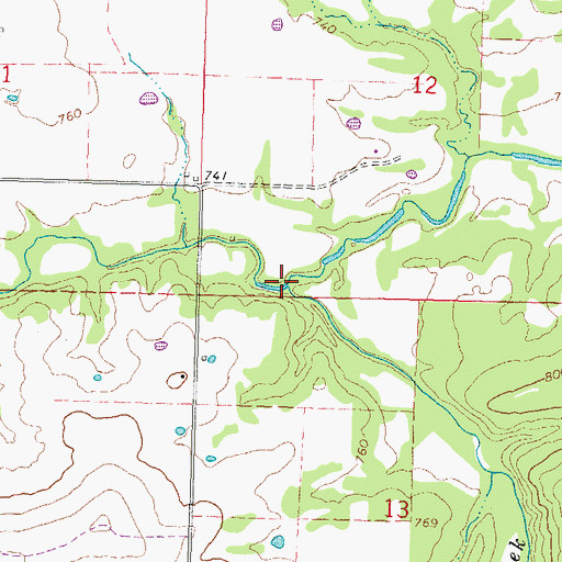 Topographic Map of Chippewa Creek, OK