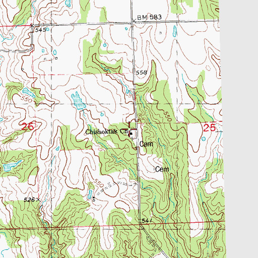 Topographic Map of Chishoktak Church, OK