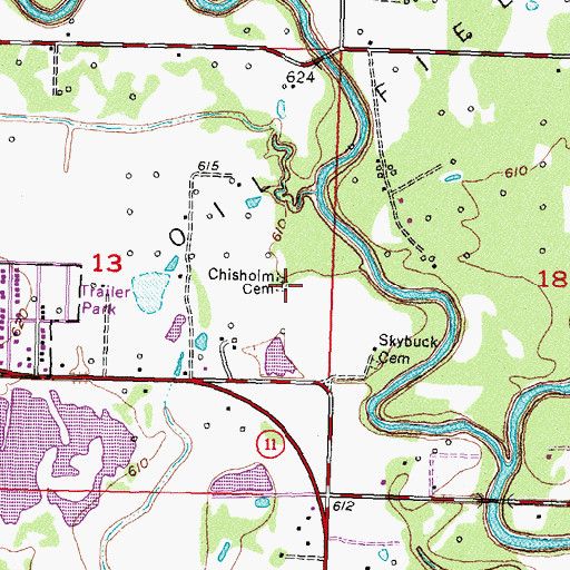Topographic Map of Chisholm Cemetery, OK