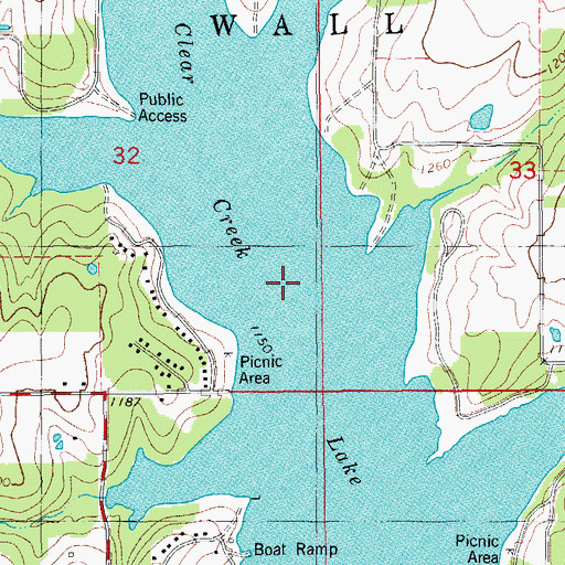 Topographic Map of Clear Creek Lake, OK
