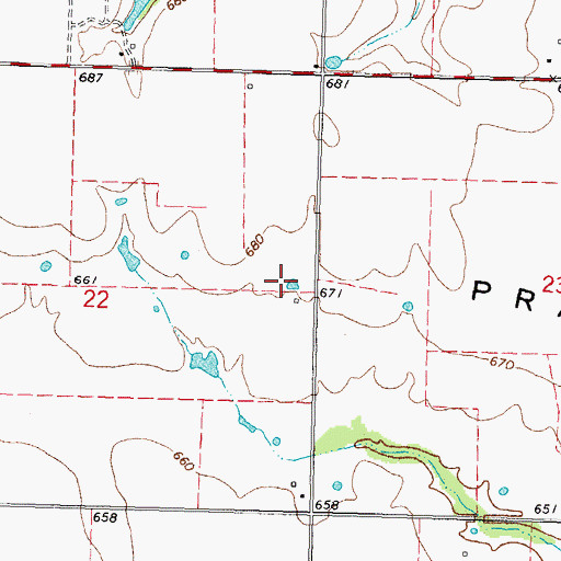 Topographic Map of Choate Prairie, OK