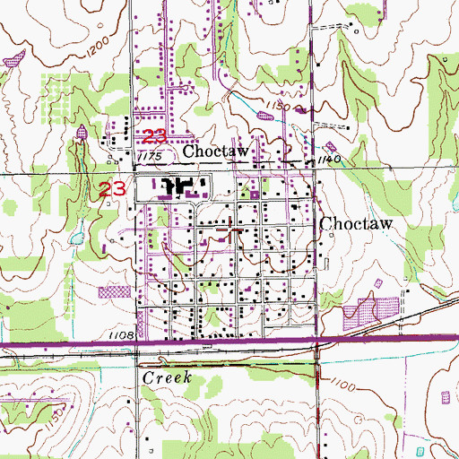 Topographic Map of Choctaw, OK