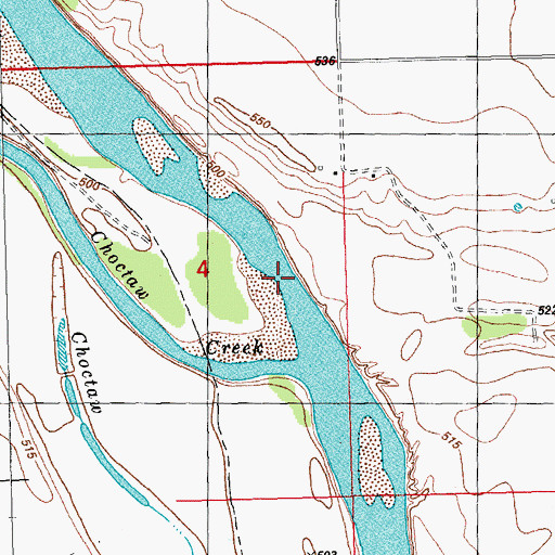Topographic Map of Choctaw Creek, OK
