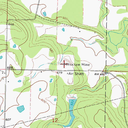 Topographic Map of Choctaw Mine, OK