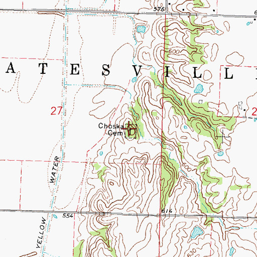 Topographic Map of Choska Cemetery, OK