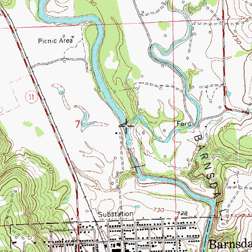 Topographic Map of Choteau Creek, OK