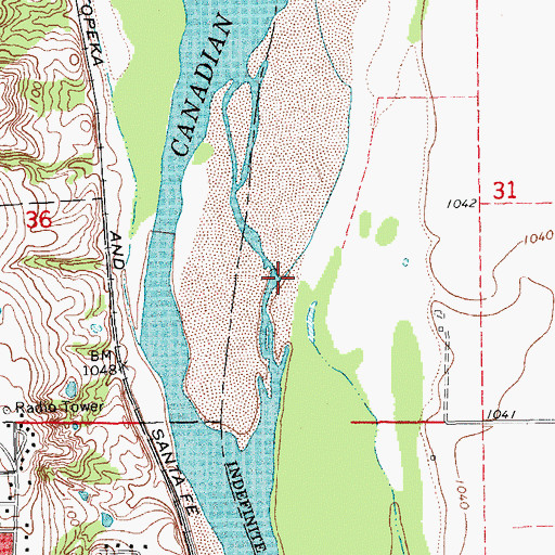 Topographic Map of Chouteau Creek, OK