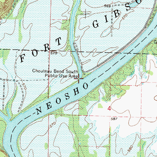 Topographic Map of Chouteau Creek, OK