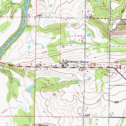 Topographic Map of Christian Grove Church, OK