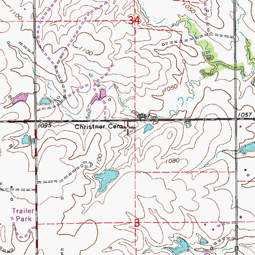Topographic Map of Christner Cemetery, OK