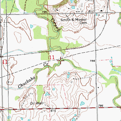 Topographic Map of Chuckaho Creek, OK
