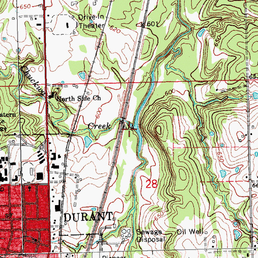 Topographic Map of Chuckwa Creek, OK
