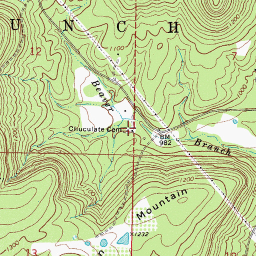 Topographic Map of Chuculate Cemetery, OK