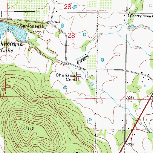 Topographic Map of Chulio Cemetery, OK