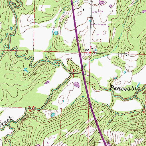 Topographic Map of Chun Creek, OK