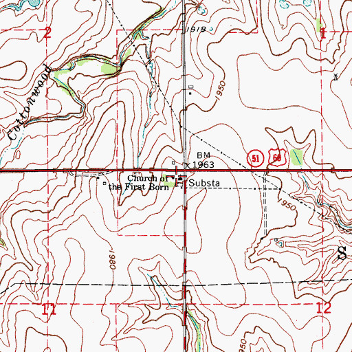 Topographic Map of Church of the First Born, OK