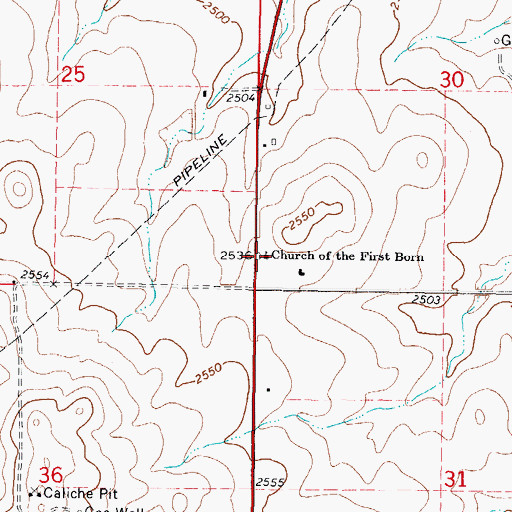 Topographic Map of Church of the First Born, OK