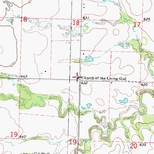Topographic Map of Church of the Living God, OK