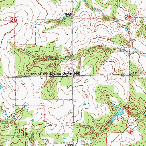 Topographic Map of Church of the Living God, OK