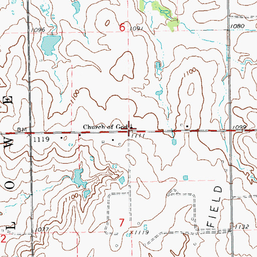 Topographic Map of Church of God, OK