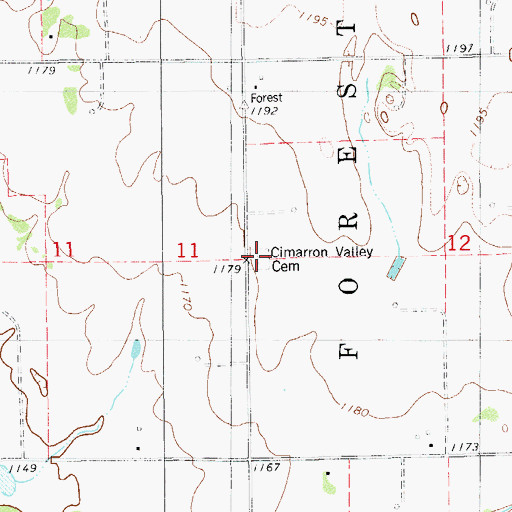 Topographic Map of Cimarron Valley Cemetery, OK